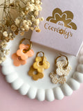 Pampilles FLORALIE abricot , doré ou blanche éclats doré - boucles d’oreilles interchangeables