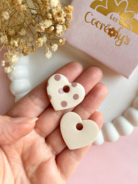 Pampilles INAYA réversibles beige avec motif à pois nude - boucles d’oreilles interchangeables