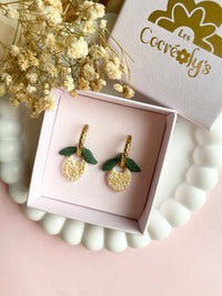 Pampilles mini citron blanc doré SERENA - boucles d’oreilles interchangeables