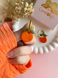 Pampilles orange SERENA réversibles - boucles d’oreilles interchangeables