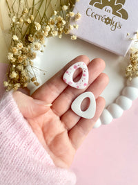 Pampilles AMBRE blanche fleuri rose ou uni framboise - boucles d’oreilles interchangeables