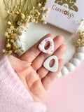 Pampilles AMBRE blanche fleuri rose ou uni framboise - boucles d’oreilles interchangeables