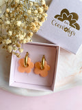 Pampilles FLORALIE abricot , doré ou blanche éclats doré - boucles d’oreilles interchangeables