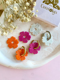 Pampilles ODINA framboise, mandarine ou blanc éclats argentés - boucles d’oreilles interchangeables