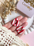 Pampilles AMBRE à rayures rouge cerise beige ou vert feuille beige - boucles d’oreilles interchangeables