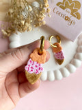 Pampilles SÉLIA glace double boule fruits rouges abricot - boucles d’oreilles interchangeables