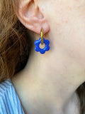Pampilles MARIETTE blanc nacré ou bleu lagon nacré ou bleu roi - boucles d’oreilles interchangeables