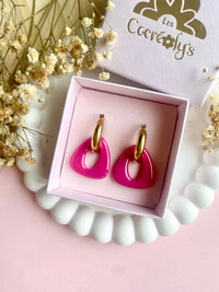 Pampilles AMBRE blanche fleuri rose ou uni framboise - boucles d’oreilles interchangeables