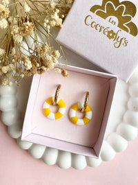 Pampilles MAËLLE petite bouée jaune mangue ou caramel - boucles d’oreilles interchangeables