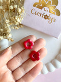 Pampilles FLORETTE rouge cerise ou rose doux - boucles d’oreilles interchangeables