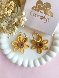 Pampilles SUZANNE tournesol - boucles d’oreilles interchangeables