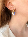 Pampilles FLORETTE bleu blanc et blanc rouge - boucles d’oreilles interchangeables