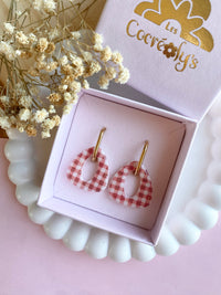 Pampilles AMBRE réversibles vichy rouge - boucles d’oreilles interchangeables