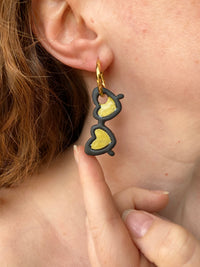 Pampilles TESSA lunette de soleil noir doré - boucles d’oreilles interchangeables