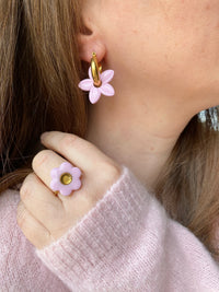 Pampilles TIARÉ rose pétale - boucles d’oreilles interchangeables