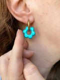 Pampilles MARIETTE blanc nacré ou bleu lagon nacré ou bleu roi - boucles d’oreilles interchangeables
