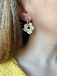 Pampilles FLORALIE abricot , doré ou blanche éclats doré - boucles d’oreilles interchangeables