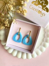 Pampilles AMBRE rose ou bleu PAILLETÉES - boucles d’oreilles interchangeables