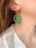 Pampilles ANAÉE feuille monstera - boucles d’oreilles interchangeable