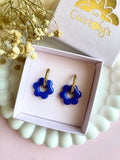 Pampilles MARIETTE blanc nacré ou bleu lagon nacré ou bleu roi - boucles d’oreilles interchangeables