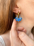 Pampilles JEANINE bleu et doré - boucles d’oreilles interchangeables