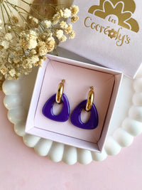 Pampilles AMBRE lilas motif vichy ou uni cassis - boucles d’oreilles interchangeables