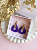 Pampilles AMBRE lilas motif vichy ou uni cassis - boucles d’oreilles interchangeables