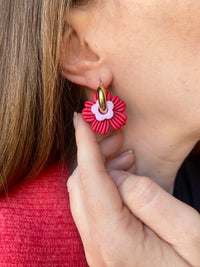 Pampilles ODINA rouge cerise ou vanille éclats rouge rose - boucles d’oreilles interchangeables