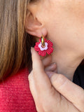 Pampilles ODINA rouge cerise ou vanille éclats rouge rose - boucles d’oreilles interchangeables