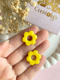 Pampilles MARIETTE jaune ou abricot PAILLETÉES - boucles d’oreilles interchangeables