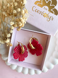 Pampilles ODINA rouge cerise ou vanille éclats rouge rose - boucles d’oreilles interchangeables