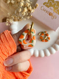 Pampilles AMBRE réversibles écru oranges - boucles d’oreilles interchangeables