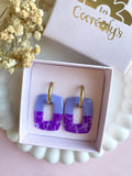 Pampilles ÉZIA framboise intense et effet quartz rose ou bleu lavande et effet quartz violet - boucles d’oreilles interchangeables