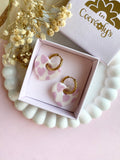 Pampilles INAYA motifs coeurs, beige ou corail intense - boucles d’oreilles interchangeables