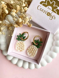 Pampilles ananas blanc doré SERENA - boucles d’oreilles interchangeables