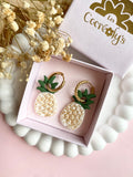 Pampilles ananas blanc doré SERENA - boucles d’oreilles interchangeables