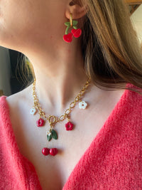 Collier MAUDE cerise - charm's interchangeables