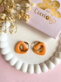 Pampilles AMBRE jaune ou abricot PAILLETÉES - boucles d’oreilles interchangeables