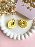 Pampilles ALYA réversibles citron jaune - boucles d’oreilles interchangeables