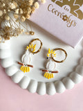 Pampilles LÉON perroquets blanc jaune ou perroquets bleu orange jaune - boucles d’oreilles interchangeables