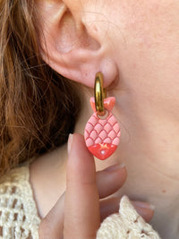 Pampilles RAFAEL petit poisson corail et pêche - boucles d’oreilles interchangeables