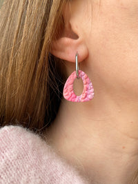 Pampilles AMBRE réversibles texturé léopard tons rosés - boucles d’oreilles interchangeables