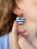 Pampilles INAYA à rayures marinière bleu marine et blanc - boucles d’oreilles interchangeables