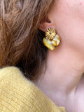 Puces d’oreilles pendantes JADE marbré marron jaune