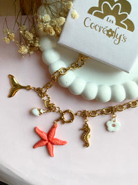 Collier MAUDE étoile de mer corail - avec 5 charm's interchangeables