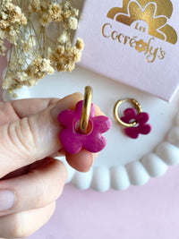 Pampilles LAURETTE framboise intense ou beige éclats framboise bleu lavande - boucles d’oreilles interchangeables