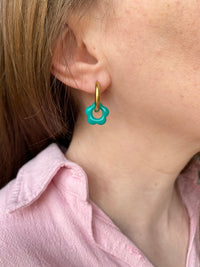 Pampilles FLORETTE framboise ou vert émeraude - boucles d’oreilles interchangeables