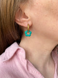 Pampilles FLORETTE framboise ou vert émeraude - boucles d’oreilles interchangeables