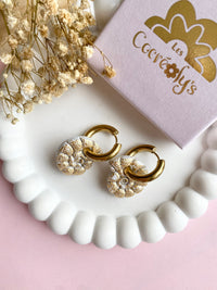 Pampilles MAÉ blanc doré - boucles d’oreilles interchangeables
