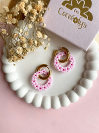 Pampilles ROSALIE rose pétale et framboise - boucles d’oreilles interchangeables